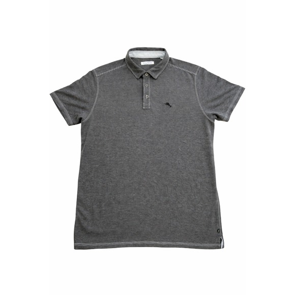 Tommy Bahama Mens Emfielder Polo Shirt Charcoal Grey Heather Marlin Logo XL - Picture 2 of 4
